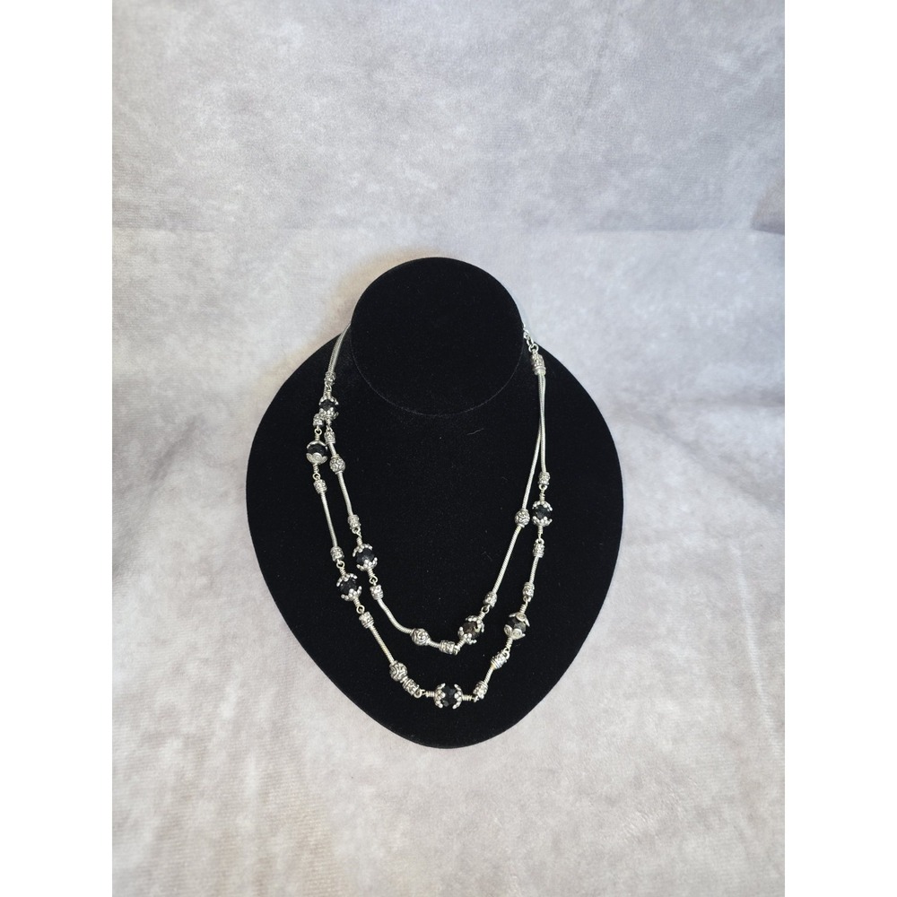 Brighton Mountain Women's Pendant Necklace Black Crystals Silver Plated